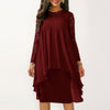 Lace Chiffon Stitching Irregular Long Sleeve Dress