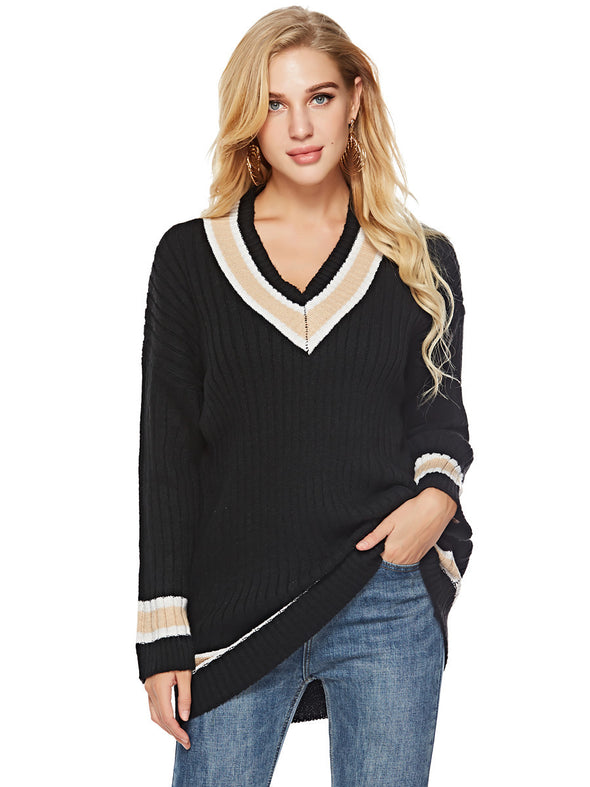 New V-neck Long Sleeves Bottoming Sweater