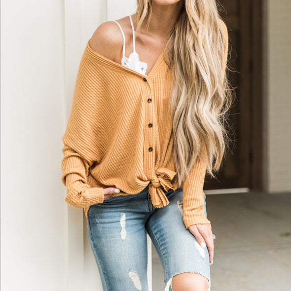 Long Sleeve Single-Breasted Sweater