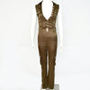 New V-neck Sleeveless Satin Jumpsuit