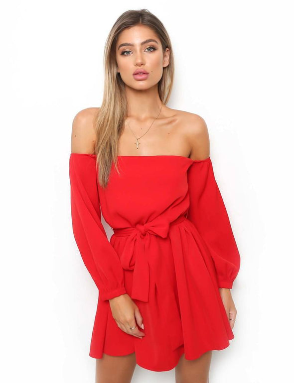 New Sexy Slash Neck Strap Chiffon Dress