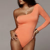 New One Shoulder Long Sleeved Sexy Bodysuit