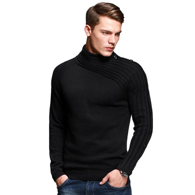 New Slim Stand Collar Solid Solor Pullover Sweater