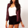 Sequins Dark buckle Round Neck Long Sleeve Jacket