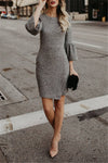 New Women's Puff Sleeve Slim Dress