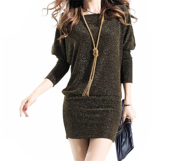 Simple O-Neck Bat Sleeve Bodycon Dress