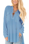 Women's V-neck Long-Sleeved Shirt