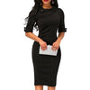 New Lapel Mid-Sleeve Slim Bodycon