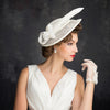 New Feather Linen Beige Versatile Retro Top Hat