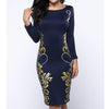 Round Neck Unique Style Tribal Printed Bodycon Dress