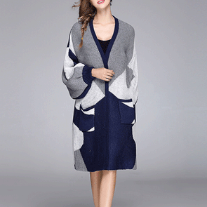 Elegant Round Collar Long Sweater Cardigan