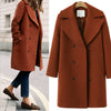 Long sections woolen Lapel Coat