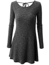 Fashion Long Sleeve O-Neck Tie Knit Dress