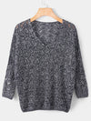 New Short Sleeve V-neck Sweater Knit Shirt