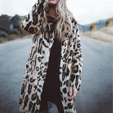 Leopard Fashion Lapel Long Sleeve Coats