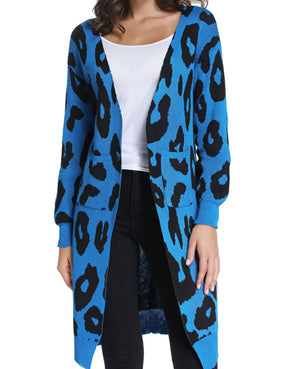 New Leopard Long-Sleeved Knit Cardigan