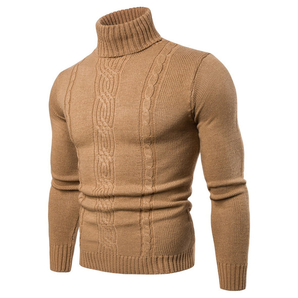 New Men's Turtleneck Jacquard Pullover Sweater