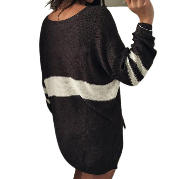 V-neck Striped Colorblock Sweater