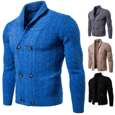 New Youth Men's Solid Color Thick Knit Cardigan