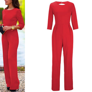 Solid Color Sexy Slim Halter Jumpsuit