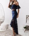 Women's Ruffled Lace Evening Dress