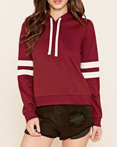 Short Colorblock Hooded Long Sleeve Sweatshirt