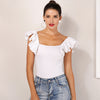 New Ruffled Slash Neck Bodysuit