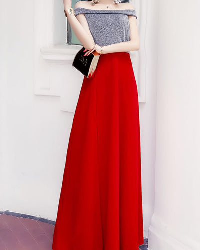 Off-Shouldered Split Slim Long Evening Dress