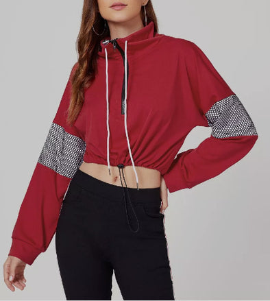 Long Sleeve Contrast Zipper Sports Sweatshirt