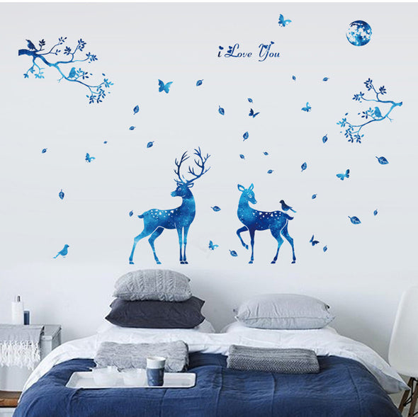 Removable Blue Elk Wall Sticker