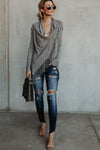 Fashion Solid Asymmetric Hem Tassel Cardigans