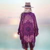 Women's Chiffon Purple Tassel Positioning Printing Sunscreen Cardigan