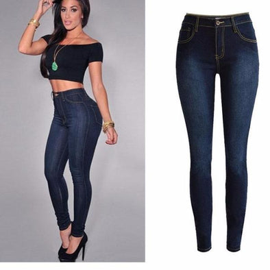casual solid color high waist bodycon trousers jeans
