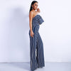 Women's two-piece striped tube top + straight pants suit