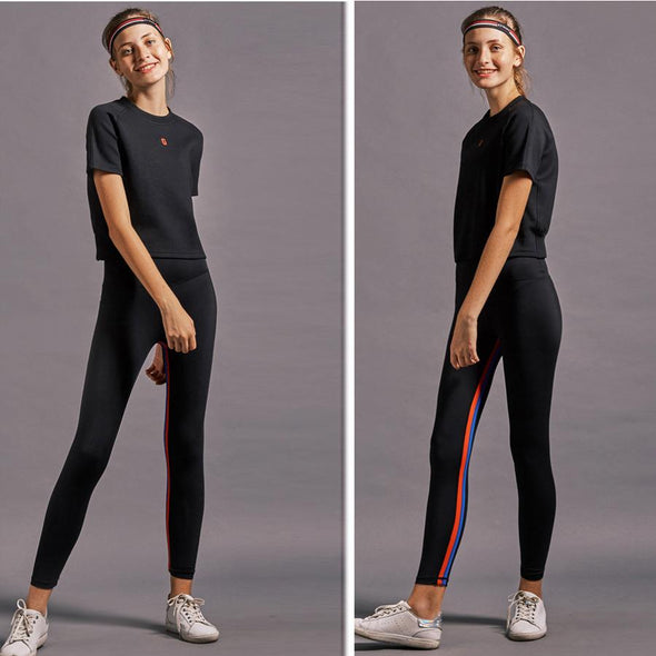 Casual Hit Color High Waist Trousers Leggings