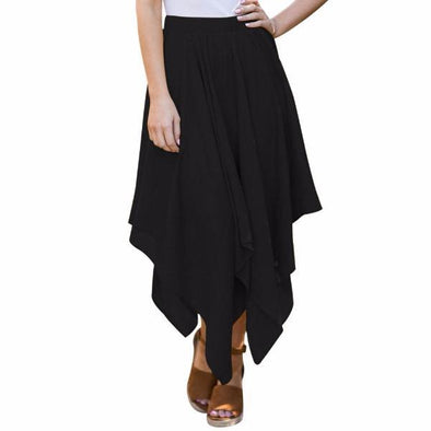 casual Solid Color high waist maxi irregular skirts