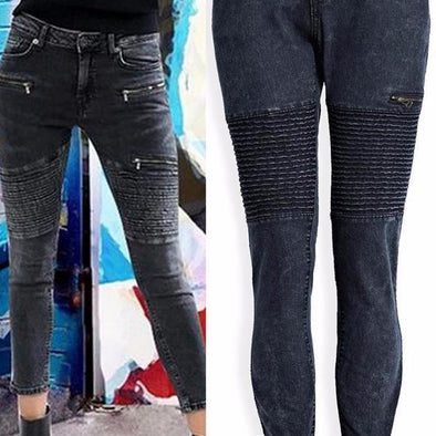 casual Solid Color high waist trousers jeans