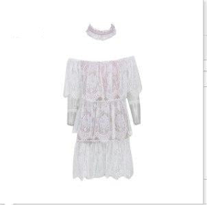 Sexy Off Shoulder Short Sleeve Ruffles Lace Collor Dress