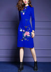 Knitted Embroidery Bodycon Dress