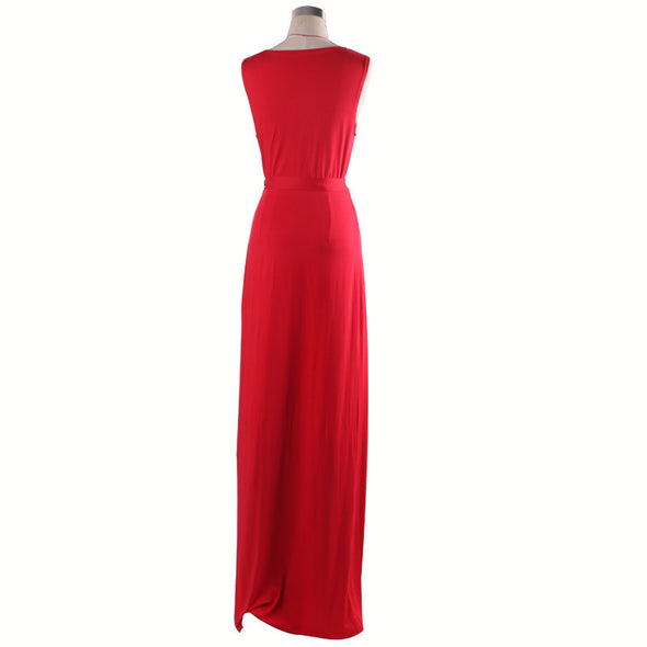 Sexy V-neck Sleeveless Slim Long Evening Dress