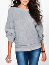 Women Loose Knitted Bat-Wing Sleeve Casual Jumper Type Sweater