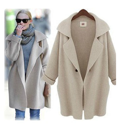 Fashion Solid Turn-down Collar Cotton Knitting Cardigan