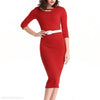 Round Collar Long Sleeve Package Hip Bodycon Dress With Belt