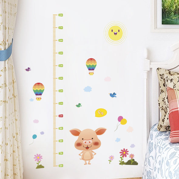 Removable Cartoon Pig Measuring Height Wall Sticker