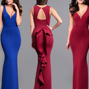 Sexy V Neck Sleeveless Irregular Evening Dress