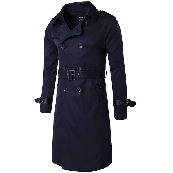 Fashion Boutique Long Slim Double-breasted Men's Trench Coat