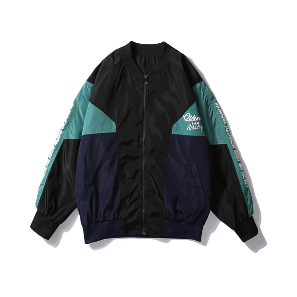 Sports Style Loose Color Zippe Jacket