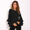 Casual O-Neck Dot three-layer Ruffles sleeve T-shirt