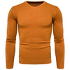 New V-neck Men's Solid Color Long-sleeved Sweater