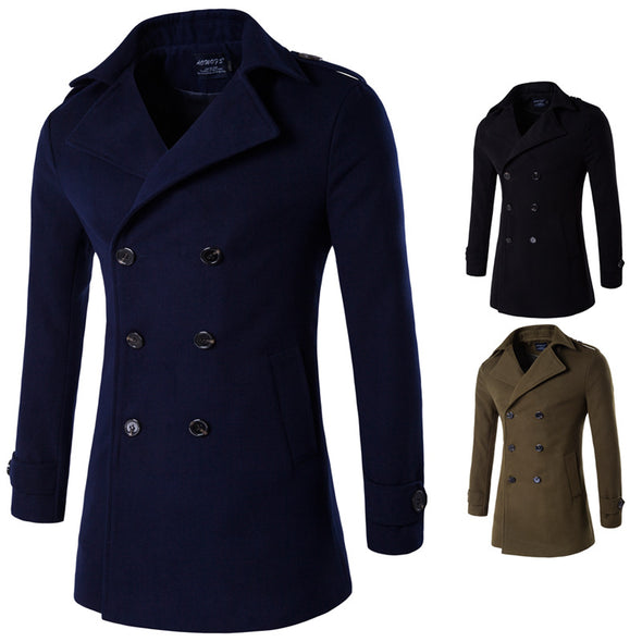 New Men's Double-breasted Epaulettes Coats